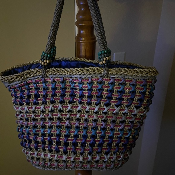 Colorful Woven Tote Bag Fully lined Quality - Picture 1 of 4